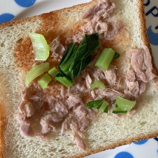 簡単缶詰！小松菜とシーチキンのケチャップ食パン